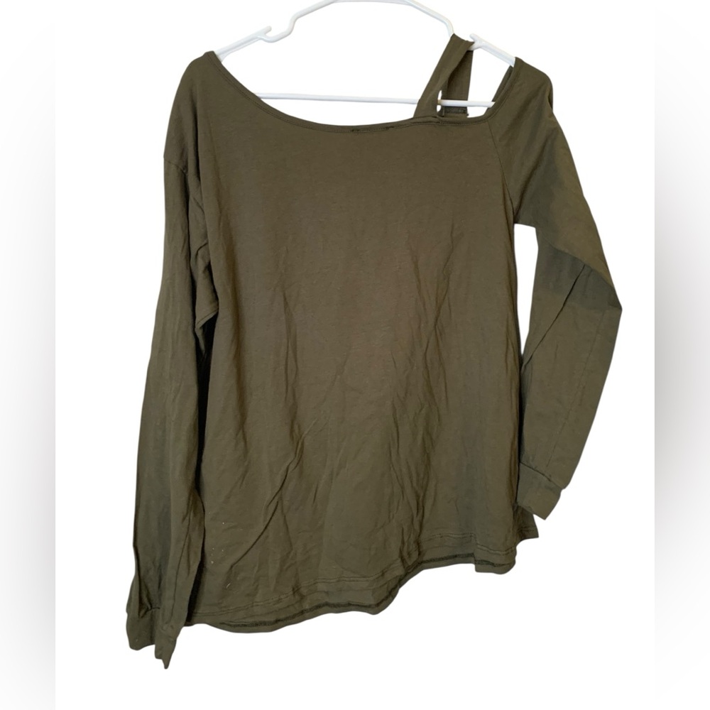 Fashion Nova Olive Rockstar Babe Top Size L Graphic Buckle Strap Y2K Streetwear - Picture 3 of 7